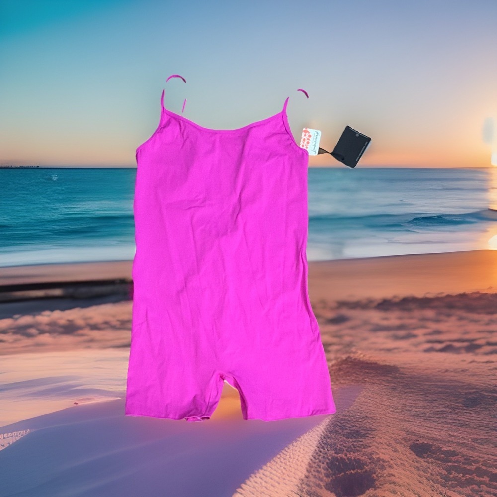 NWT Free People Movement Hot Pink Bodysuit Bike Shorts Romper Running XL X-Large